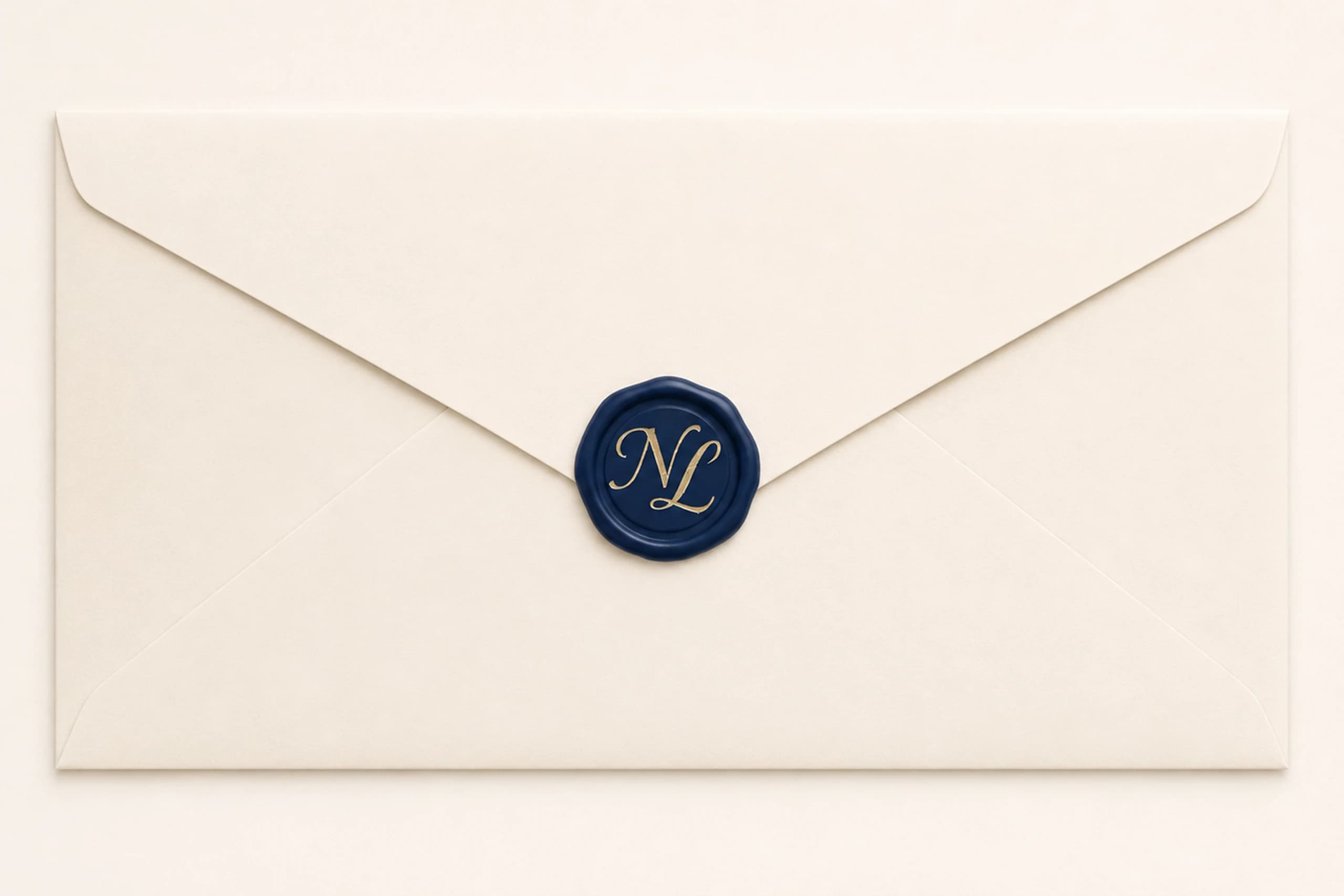 Wedding invitation envelope sealed with wax